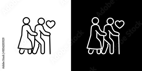 Icon of a couple with a heart symbol, representing love and companionship between two people
