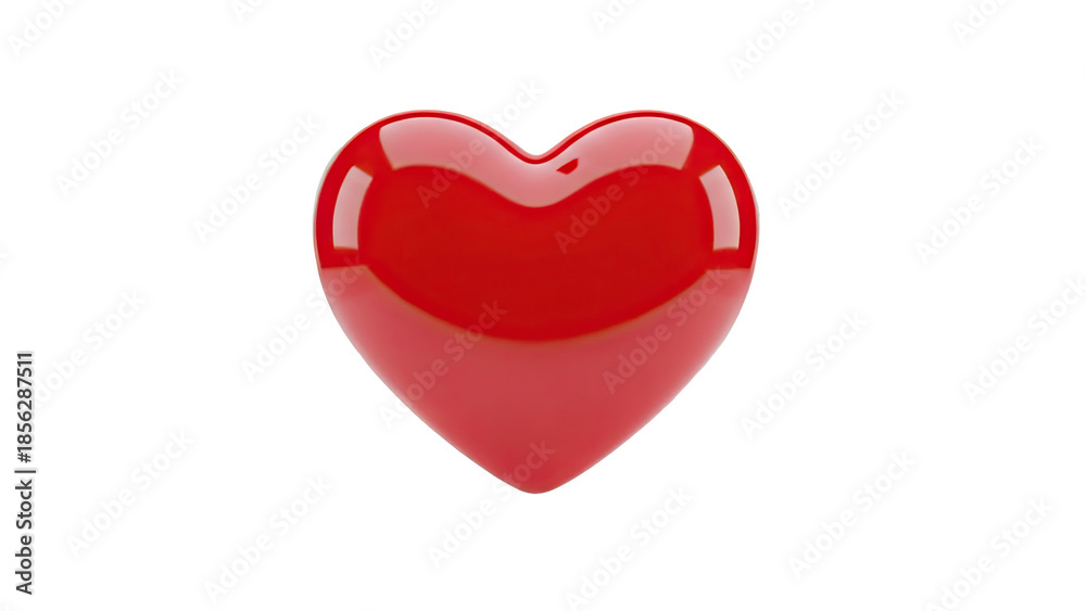 Fototapeta premium 3D Glossy Red Heart Icon on transparent background