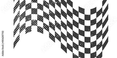 Racing flag grunge design of vector car race sport, auto rally and motocross.