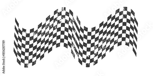 Racing flag grunge design of vector car race sport, auto rally and motocross.