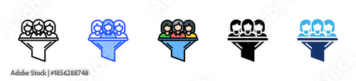 Recruitment Funnel Icon Collection With Multiple Styles