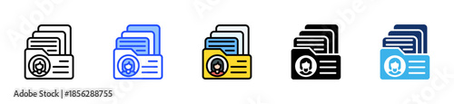 Employee Records Icon Collection With Multiple Styles