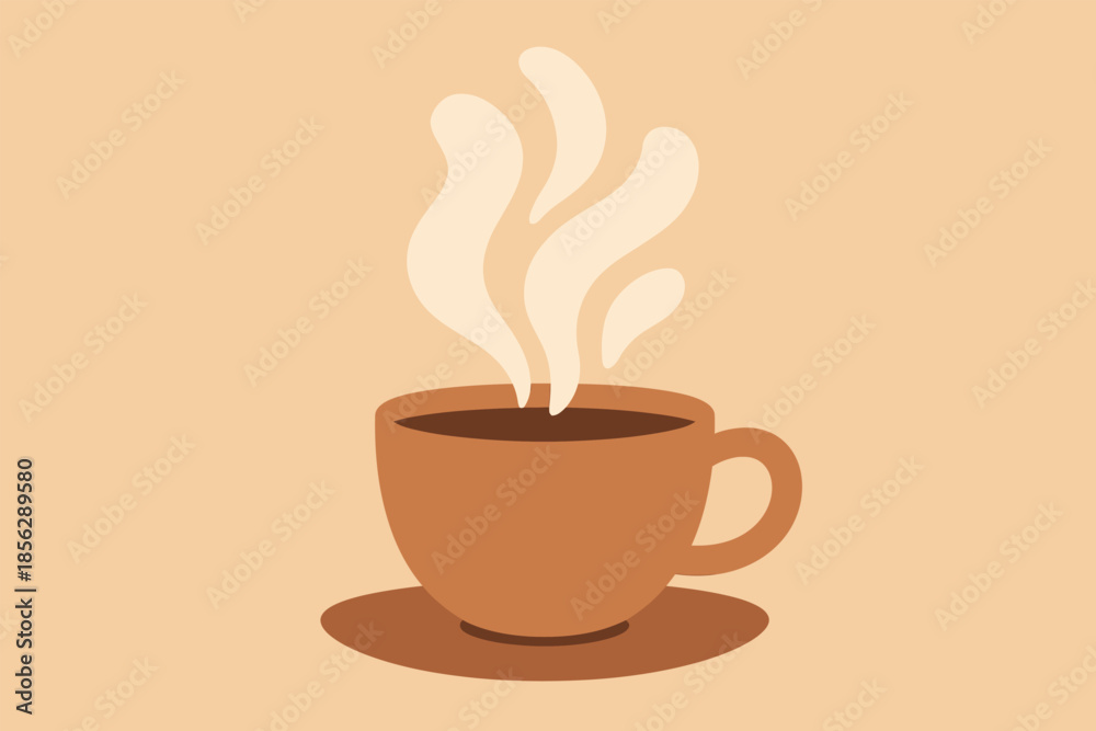 Obraz premium Warm coffee moment illustration with steam shapes and cozy atmosphere for lifestyle branding