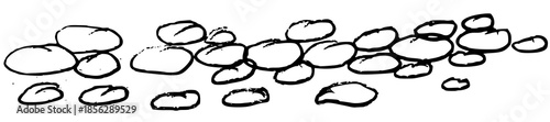 Photography Pencil drawings of a set of hand-drawn rocks and pebbles