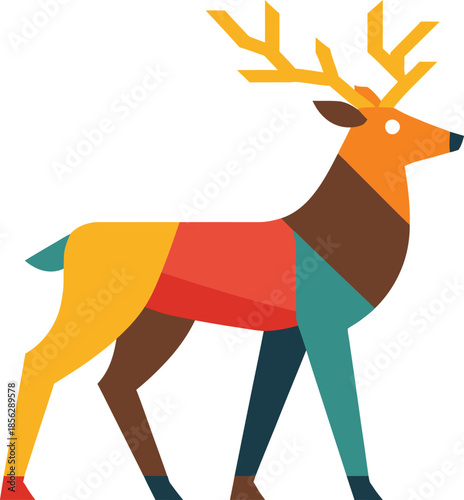 reindeer illustration, reindeer silhouette, winter holiday design, nordic winter art, abstract reindeer,