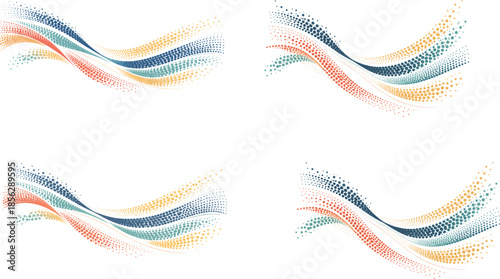 abstract wave, dotted wave, halftone design, colorful lines, flowing curves, modern background, dynamic