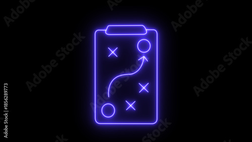 Quadro su tela Tactical play diagram with an arrow showing movement on a clipboard, presented a