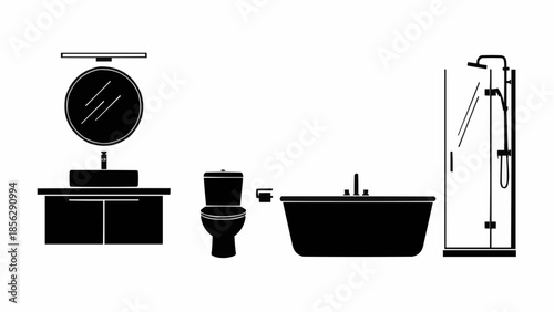 Modern Bathroom Fixtures Silhouette Collection.