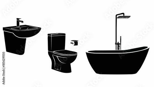 Modern Bathroom Fixtures Silhouette Collection.