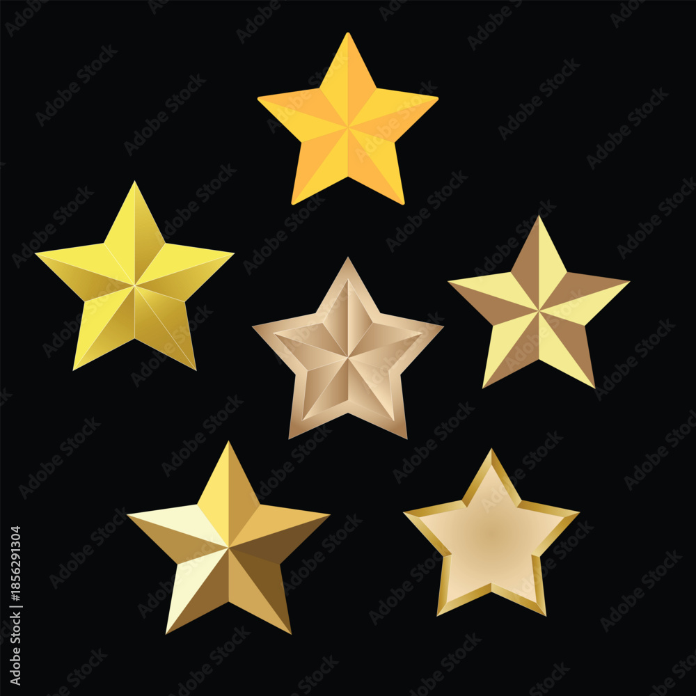Obraz premium Luxury Golden Star Icon Set