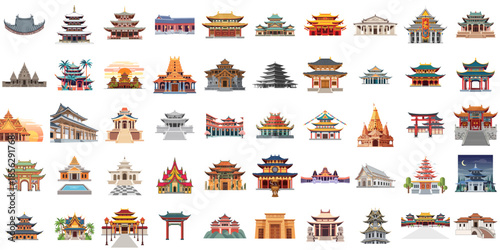 Pixel Art Asian Architecture