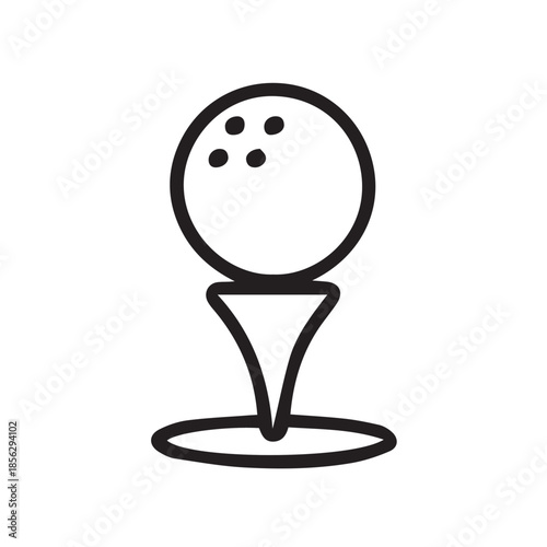 The vector artwork presents a golf ball standing on its tee, representing accuracy, concentration, and the essence of the sport with a clean, modern, and timeless golf themed design.