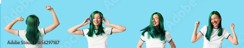 Set of cool young woman wit...