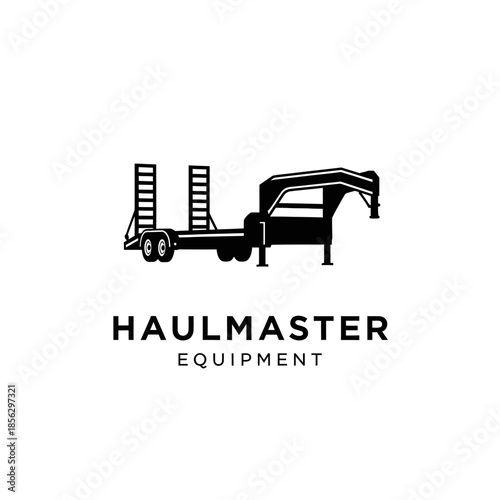 Haulmaster Equipment Logo with Car Transport Trailer Illustration.