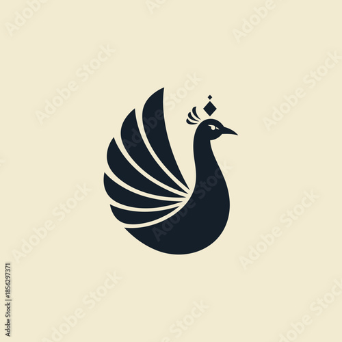 Graphic designer creates peacock illustration with crown on cream background ttr e49z4h 9
