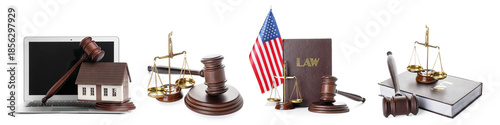 Collage of judge's gavel wi...