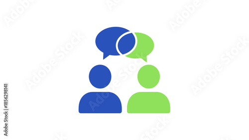 Two people communicating with speech bubbles above their heads.