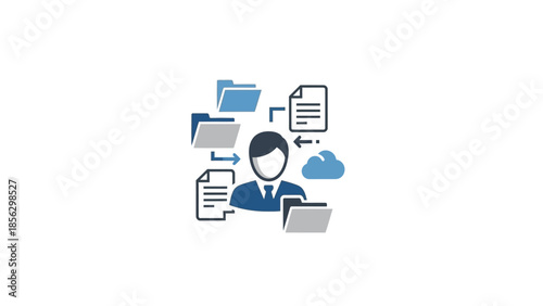Business Professional Managing Digital Files and Cloud Storage.