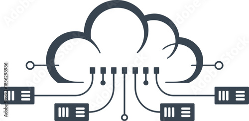 Cloud storage system with servers and data transfer connections.