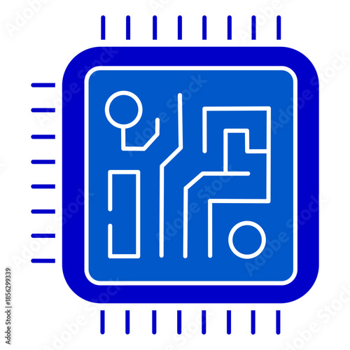 Solid microchip circuit icon