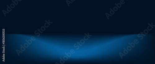 Blue navy studio room background. Blue background with light effects. Empty dark room. Space for selling products on the website. Vector illustration.