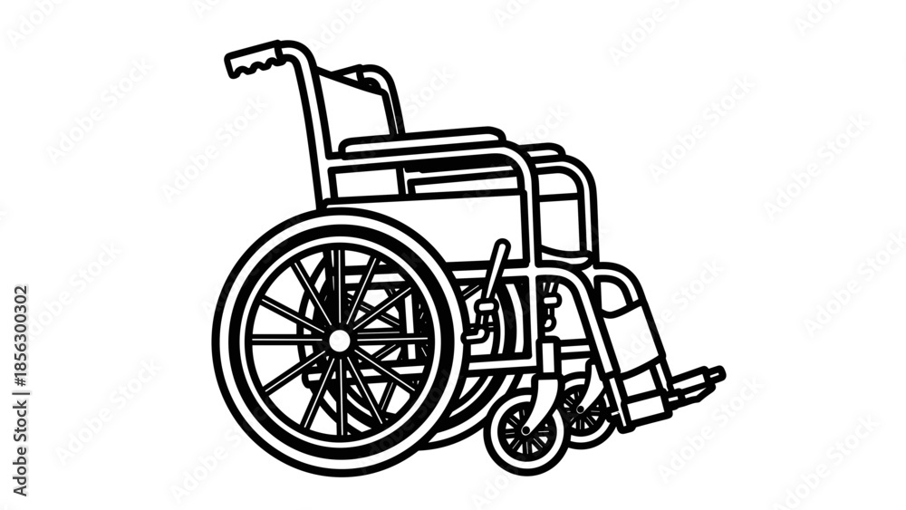 Fototapeta premium Black and White Wheelchair Illustration.