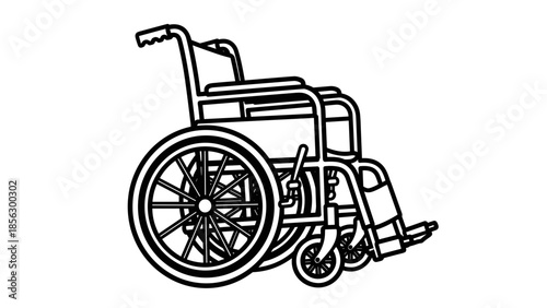 Black and White Wheelchair Illustration.