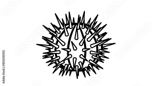 Black Virus Illustration with Spikes.