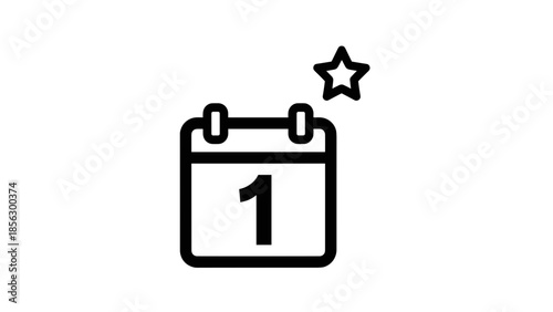 Calendar Icon with Star Symbol Marked.