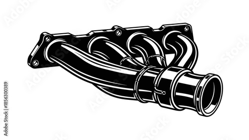 Car Exhaust Manifold Detailed Illustration.
