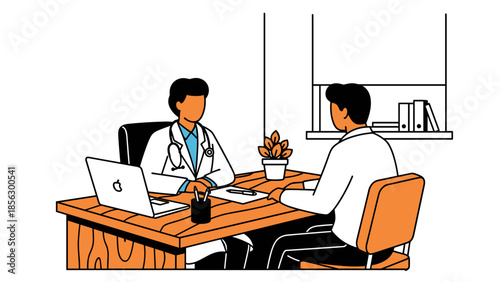 Doctor Consulting with Patient at Desk.