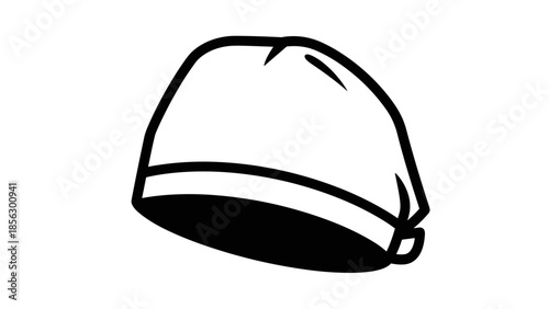 Simple Black and White Baseball Cap Illustration.