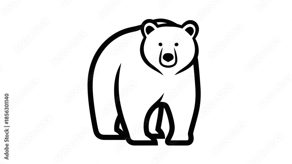 Fototapeta premium Simple Line Drawing of a Polar Bear.