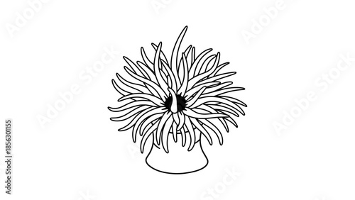 Simple Line Drawing of Flower in Vase.