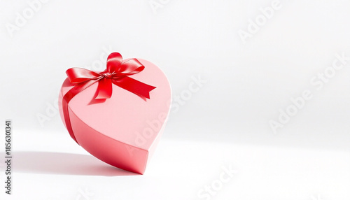 Valentine Heart Gift Box Isolated on White