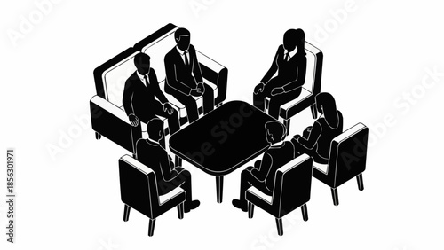 Business meeting with diverse professionals collaborating around a table.