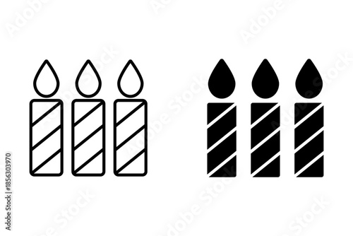 candle simple line and black icon, flaming candle vector symbol