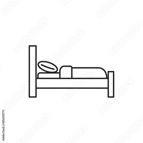 Simple outline of a bed with pillows a minimalist bedroom furniture illustration