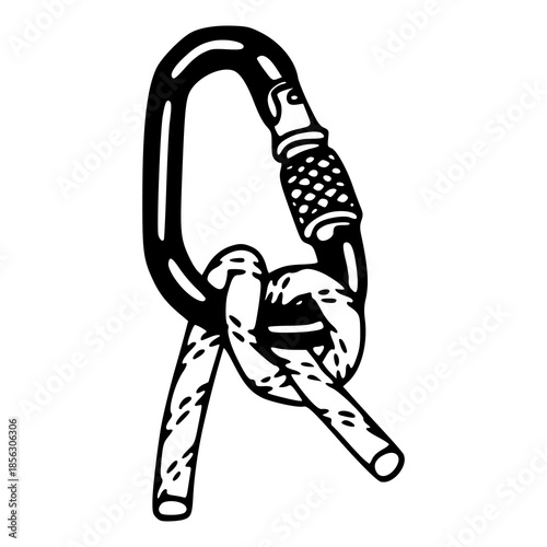 carabiner and rope knot safety equipment vectors