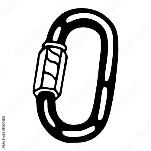 climbing carabiner outline vector icon