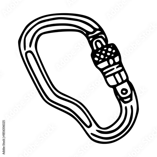 climbing carabiner outline vector icon