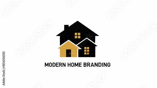 Modern Home Branding Logo Design Concept Illustration.