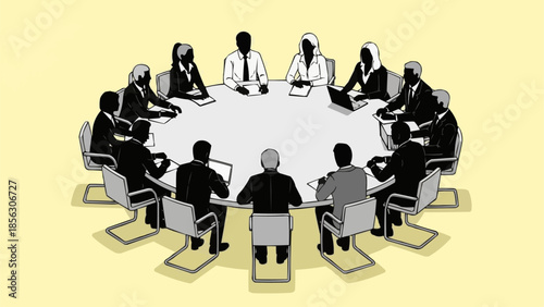 Business Meeting Around a Round Table Discussion.
