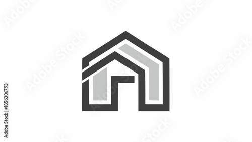 Modern abstract house logo design on white background.