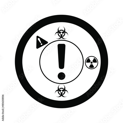 Warning sign with biohazard and radiation symbols