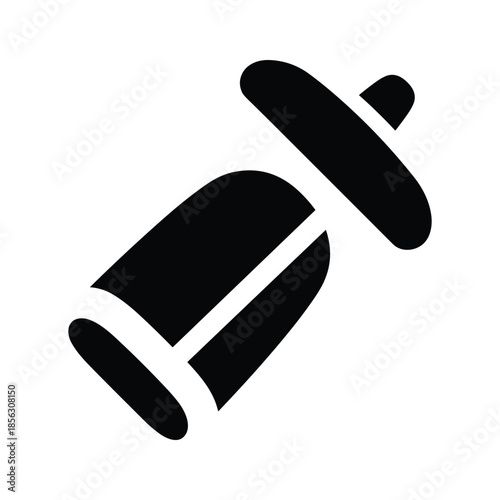 Black silhouette of a toy top on a white background