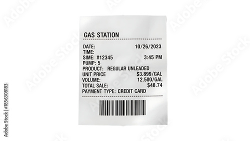 Gas Station Receipt Showing Fuel Purchase and Payment Details