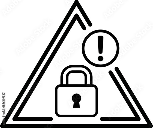Security Alert Icon with Locked Padlock Inside Warning Triangle Outline alert warning symbol