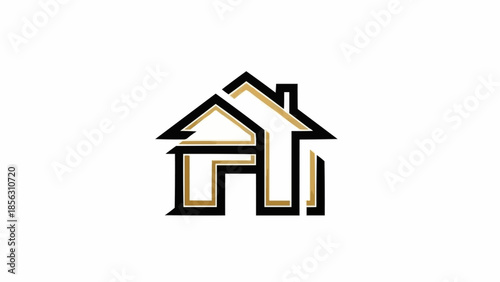 Modern Abstract House Logo Design with Geometric Shapes.