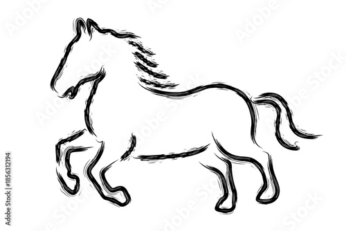 Hand drawn black ink horse outline sketch
